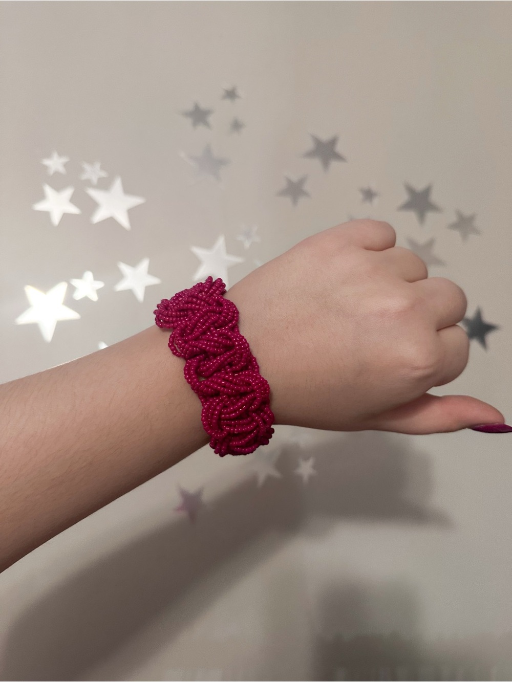 Large Chunky Pink Bracelet With Gold Ball